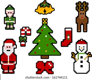 Pixel Christmas ornaments set.To see the other vector Christmas illustrations , please check Christmas collection.