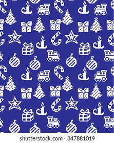 

pixel Christmas pattern with children's toys