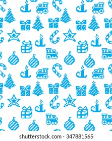 pixel Christmas pattern with children's toys