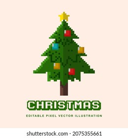 Pixel Christmas pine tree creative design icon vector illustration