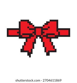 Ilustración vectorial de iconos de cinta de Navidades de píxeles. Cinta de regalo.