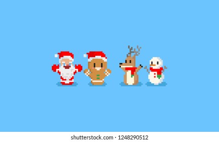 Pixel Christmas rocking dolls character.8bit character.