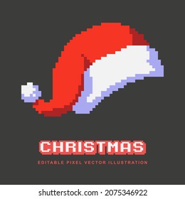 Pixel Christmas Santa hat creative design icon vector illustration