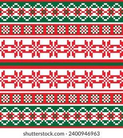 pixel christmas seamless pattern vector