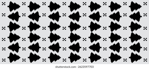 Pixel Christmas Tree Seamless Pattern Set – Festive Holiday Knit Texture for Wrapping Paper, Fabric, and Crafts
