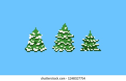 Pixel Christmas Tree With Snow.Pine.8bit