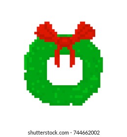 Pixel Christmas wreath for games and applications