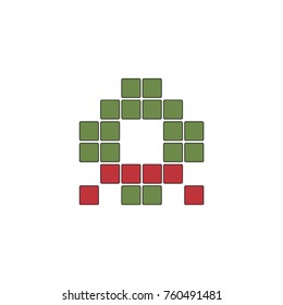 Pixel christmas wreath. New Year icon 