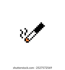 pixel cigarette icon. Vector pixel art smoke 8 bit game logo for company