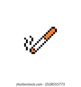 pixel cigarette icon. Vector pixel art smoke 8 bit game logo for company