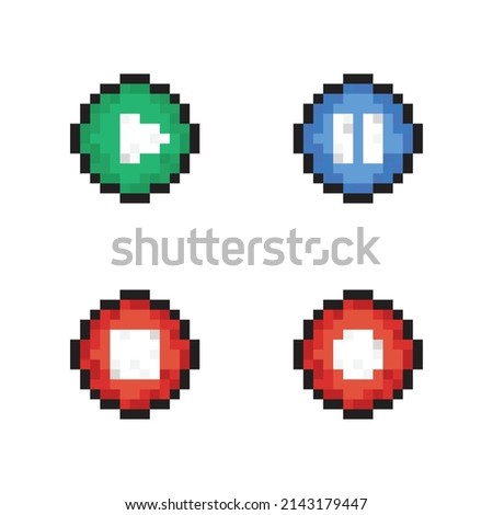 Pixel circle buttons status play, pause, stop and record.  
