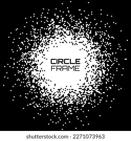 Pixel Circle Gradient Banner  Black   White Abstract Pixel Art Vector  Disintegration Effect 