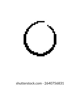 Pixel circle with a monochrome border design, featuring a classic pixelated art style.