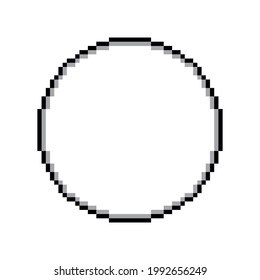 pixel circle, pixelated circular border. 8 bits. pixelart. icon can be used in video games or retro futuristic graphics