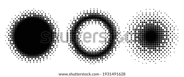 Pixel Circles Frames Halftone Style Set Stock Vector (Royalty Free ...