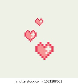 Pixel clipart in the form of the pink hearts. 