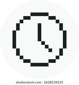 Pixel Clock Icon, 8 bit time minimal symbol vector design. Great for mobile app, web design, banner, game, etc