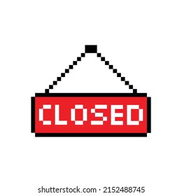 Pixelgeschlossenes Symbol.  Abgeschlossener Vektor Pixel Art Button 8 Bit Logo für Spiel