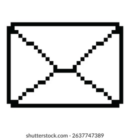 Pixel closed mail icon vector for unread message, inbox notification, and communication symbol. Ideal for pixel interface, digital contact, and retro mail design elements.