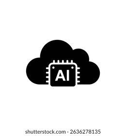Pixel Cloud with AI Mark Icon Representing Artificial Intelligence and Data Cloud