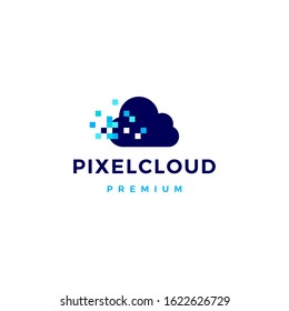 pixel cloud digital logo vector icon illustration
