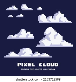 Pixel cloud icon vector illustration. cloud set pixelated style