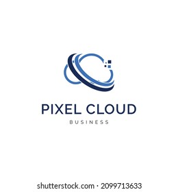 Pixel cloud logo design inspiration