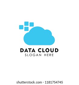 pixel cloud logo design template. data server cloud logo vector icon