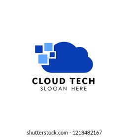 pixel cloud logo design template. data server cloud logo vector icon