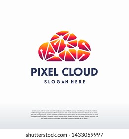 Pixel Cloud logo designs concept vector, Cloud Tech logo template, Technology logo symbol icon template