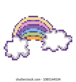 pixel clouds with rainbow game weather