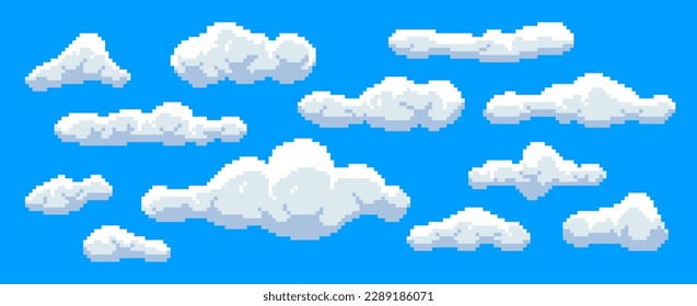 Pixel clouds in retro style