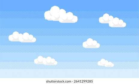 Pixel clouds set for game background in pixel art. Vector illustration.	