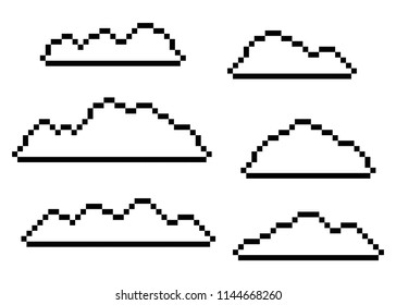 pixel clouds vector set isolated.