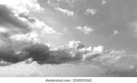 Pixel clouds.Thunderclouds.Black and white pixel vector image.