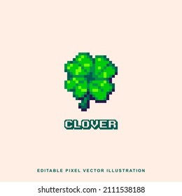 Pixel clover icon vector illustration for video game asset, motion graphic and others