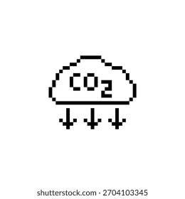 pixel co2 ícone de emissões de dióxido de carbono de 8 bits. Logotipo de arte vetorial para o jogo