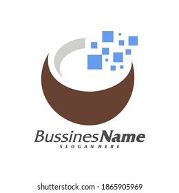Pixel Coconut logo vector template, Creative Coconut logo design concepts, Icon symbol, Illustration