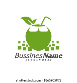 Pixel Coconut logo vector template, Creative Coconut logo design concepts, Icon symbol, Illustration