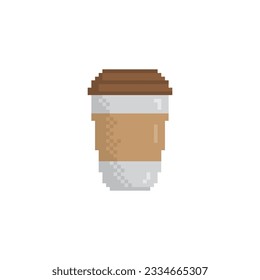 pixel coffee icon. Cup of coffee or tea