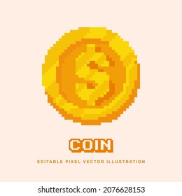 Pixel coin creative design icon vector illustration for video game asset, motion graphic and others