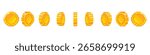 pixel coin with view from different sides for animation. Animation footage of a gold coin. 8-bit Retro video game style. Vector illustration