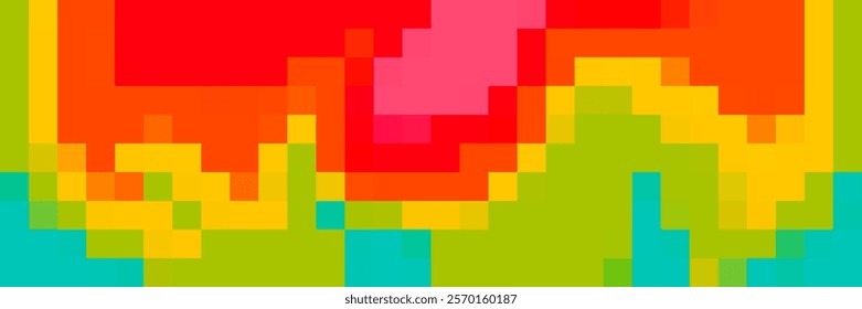 Pixel color abstract rainbow background. Vector geometric background for banner, wallpaper, poster and template. Abstract pattern of squares