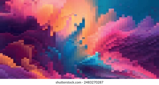 pixel color block abstract background