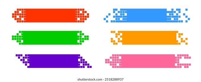 Pixelfarbe Desintegration Hintergrund. Zerfallseffekt. Gestricheltes disperses Muster. Konzept der Auflösung, Pixel Mosaik Texturen mit einfachen quadratischen Teilchen.