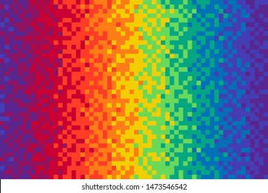 Pixel color gradient Rainbow seamless pattern Vector line texture Game effect design