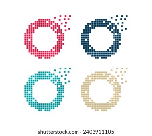 Pixel colorful circles, Circular, Circle made of squares. Squares geometric abstract circle.