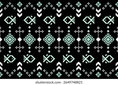 Pixel colorful fish pattern design textile art digital illustration contemporary style aesthetic viewpoint modern concept
