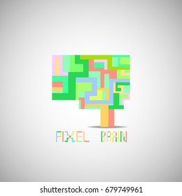 Pixel colorful vector brain