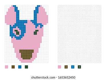 Pixel coloring bull terrier, vector illustration